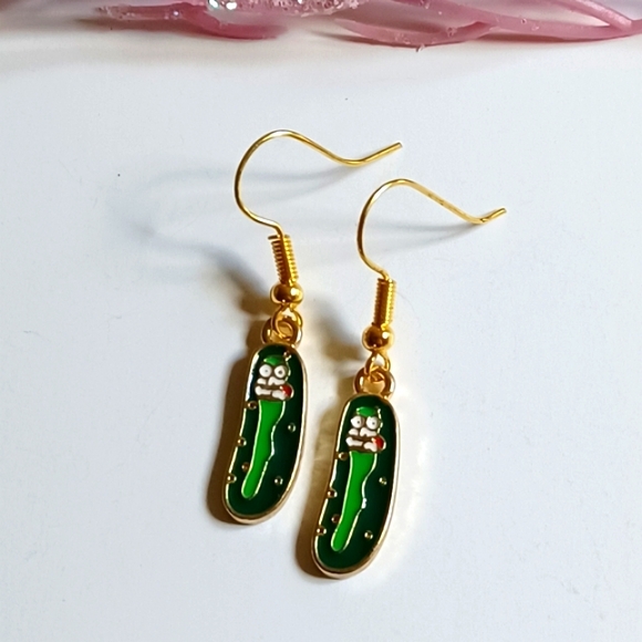 Rick And Morty Pickle Rick Handmade Earrings - Picture 2 of 4